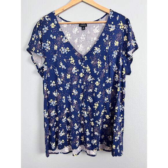 Torrid Women's L 12 Plus Floral Blouse Corset Lace Up Back Peplum Cottagecore - Picture 15 of 15